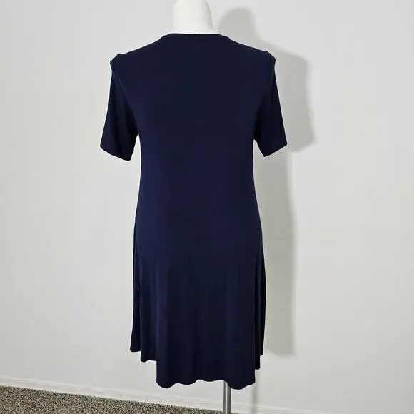 Dip casual dress short sleeve solid blue sz L - Picture 3 of 8
